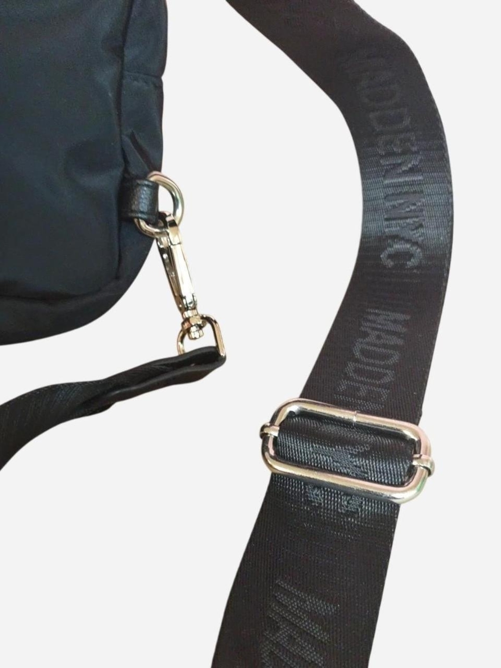 Madden NYC Black Mini Crossbody Sling Canvas Bag w Zippers - Picture 5 of 8